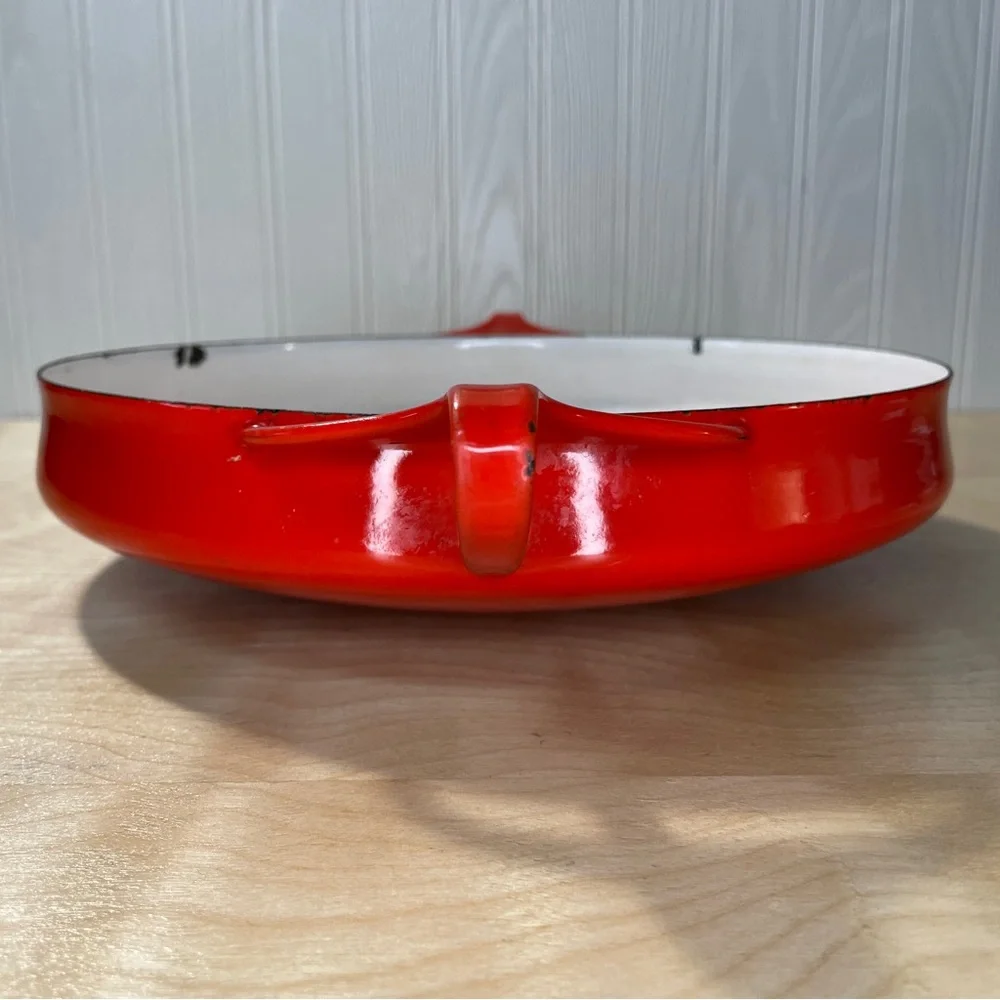 Vintage Mid-Century Modern Dansk Kobenstyle Enameled Cherry Red Paella Pan